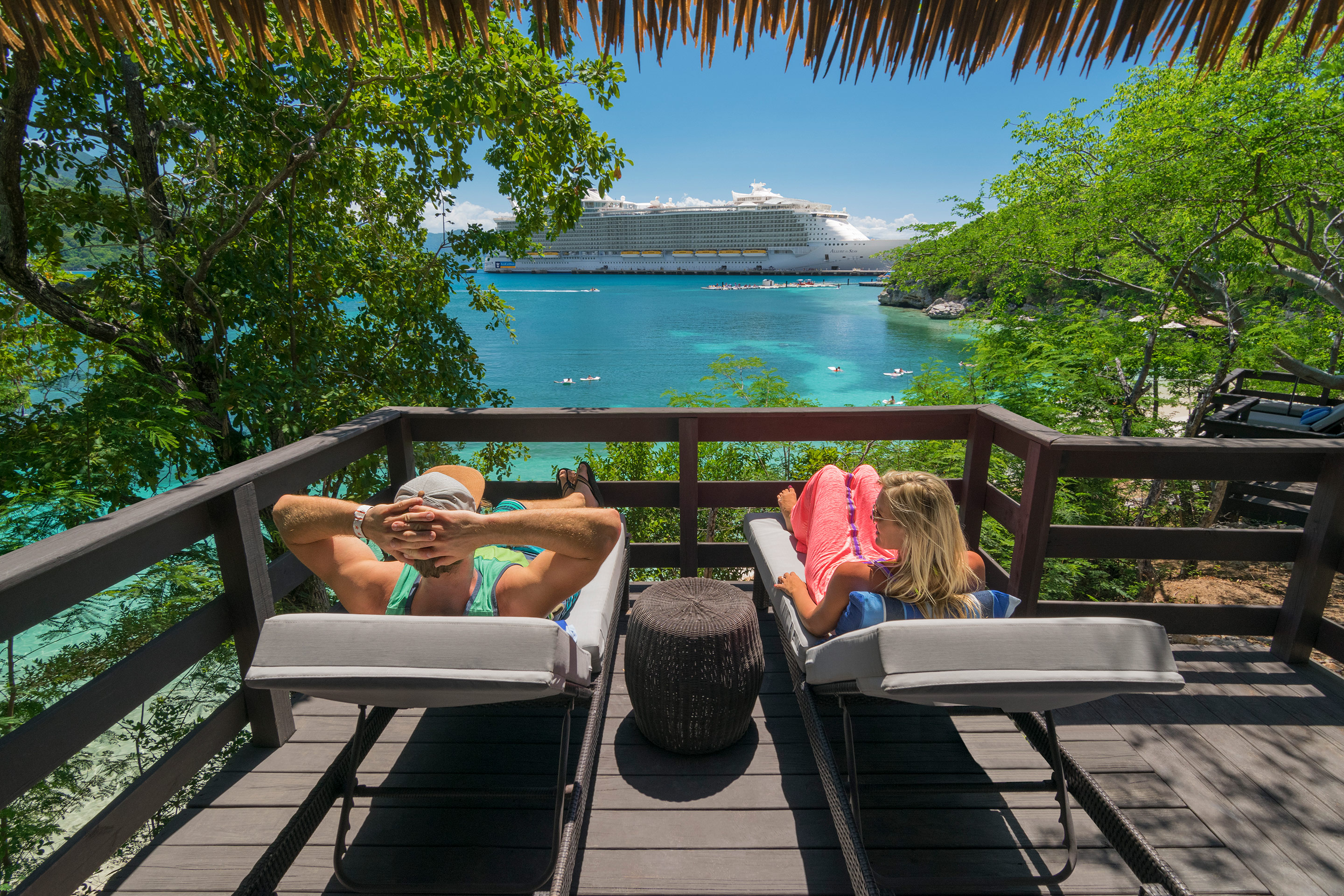 Labadee Haiti Couple Relaxing Nellies Beach Bungalow